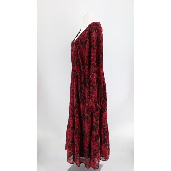 NWT Torrid Womens Plus Size 2X (18-20) Burgundy Paisley Open Back A-line Dress - Picture 6 of 11